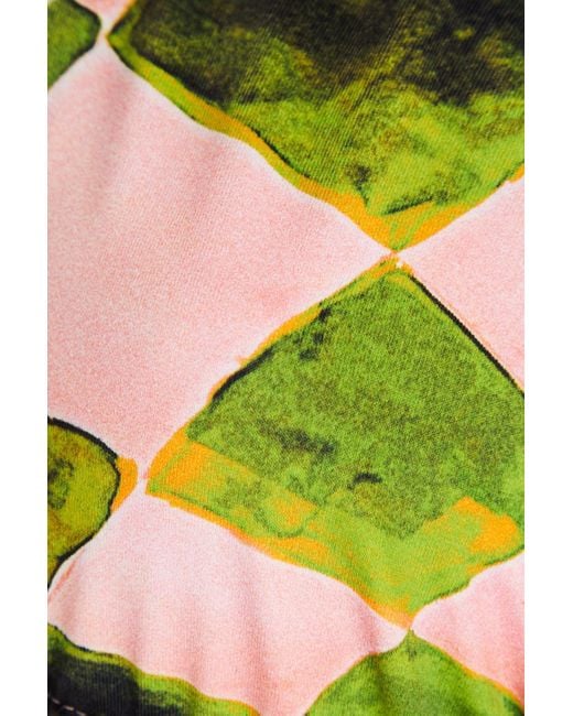 Louisa Ballou Green Printed Triangle Bikini Top