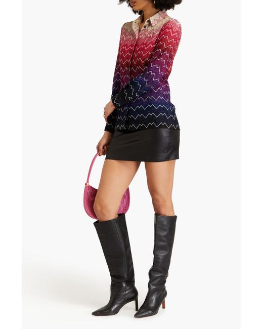 Missoni Red Metallic Crochet-knit Shirt