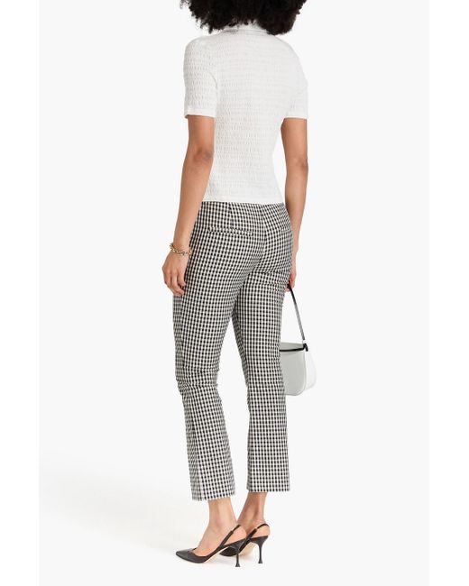 Veronica Beard Gray Gingham Cotton-blend Flared Pants
