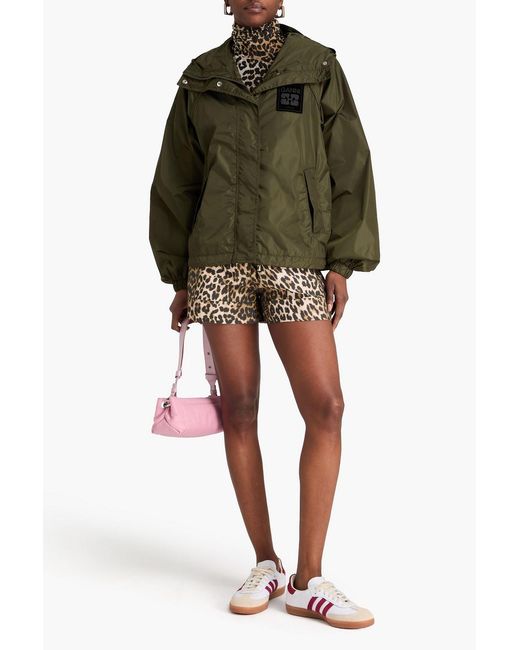 Ganni Green Shell Hooded Jacket