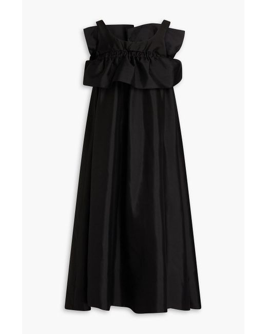 BITE STUDIOS Black Ruffled Silk Midi Dress