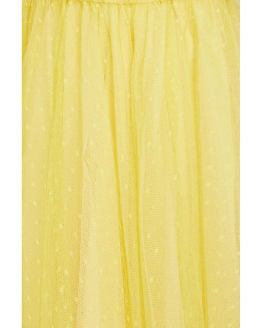 RED Valentino Yellow Ruffled Point D'esprit Mini Dress