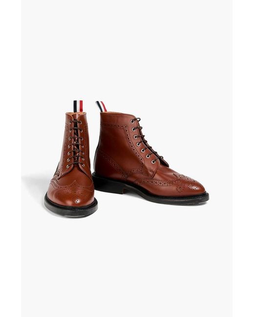 Thom Browne Brown Leather Brogue Boots for men