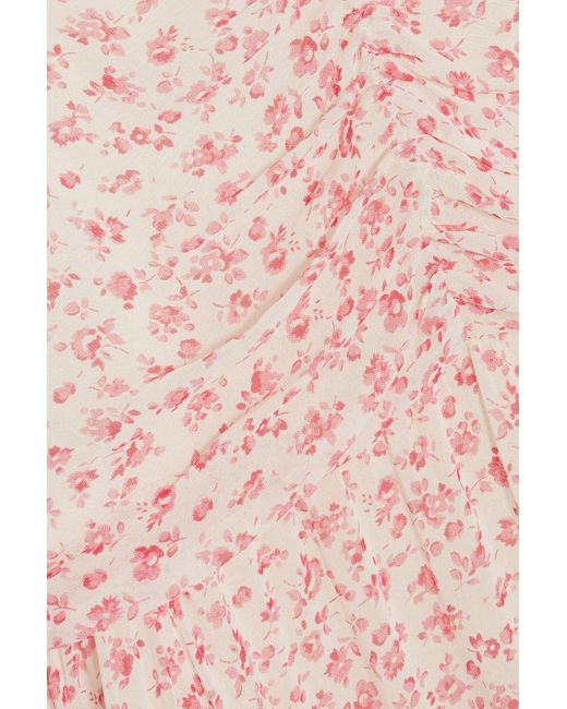 byTiMo Pink Gerafftes minikleid aus chiffon mit floralem print