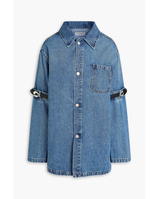 Coperni Blue Leather-trimmed Denim Shirt Jacket