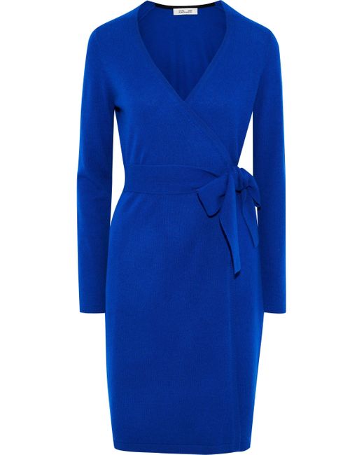 Diane von Furstenberg New Linda Cashmere Wrap Dress Bright Blue