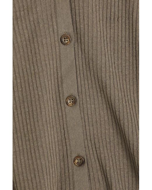 James Perse Gray Ribbed Linen-blend Cardigan