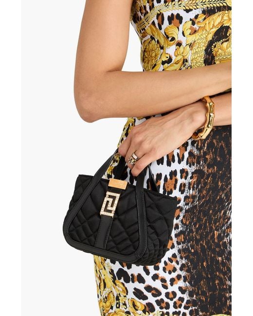 Versace Black Greca Goddess Quilted Satin Tote