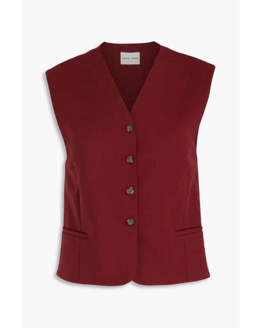 Loulou de Saison Red Teora Wool-blend Twill Vest