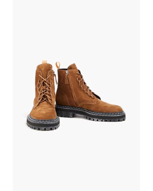 Proenza Schouler Suede Combat Boots in Brown Lyst UK