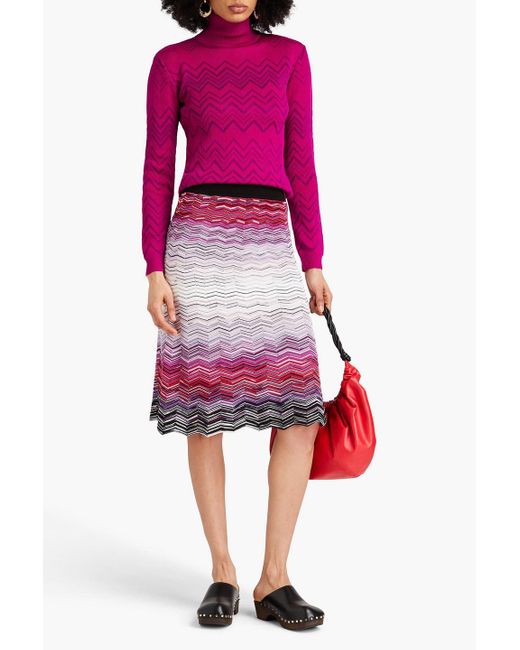 Missoni Purple Crochet-knit Cotton-blend Skirt