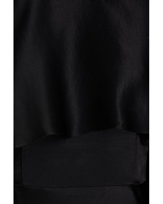Matériel Black Midikleid aus glänzendem crêpe mit cape-effekt