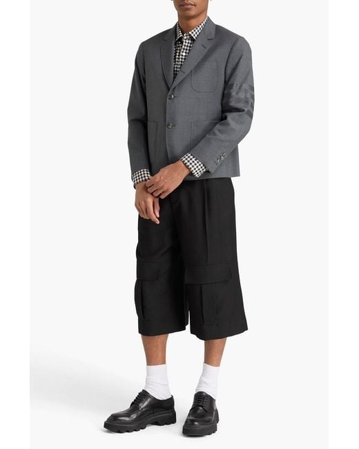 Thom Browne Gray Striped Wool Blazer for men