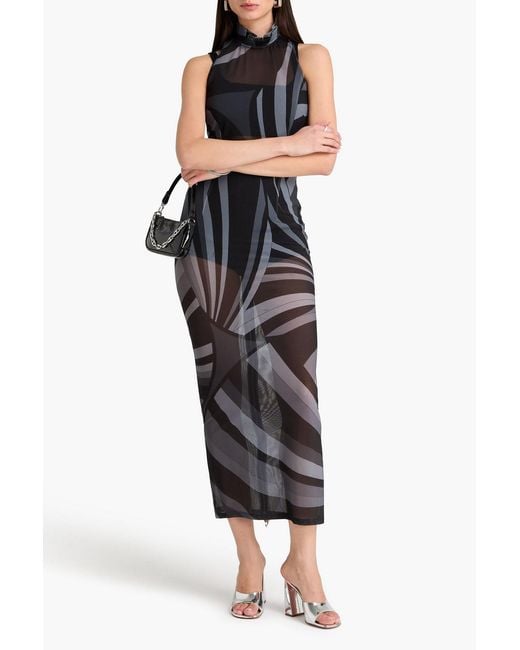 Emilio Pucci Blue Printed Stretch-mesh Maxi Dress