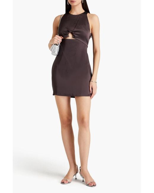 Nanushka Cutout Satin Mini Dress in Brown | Lyst