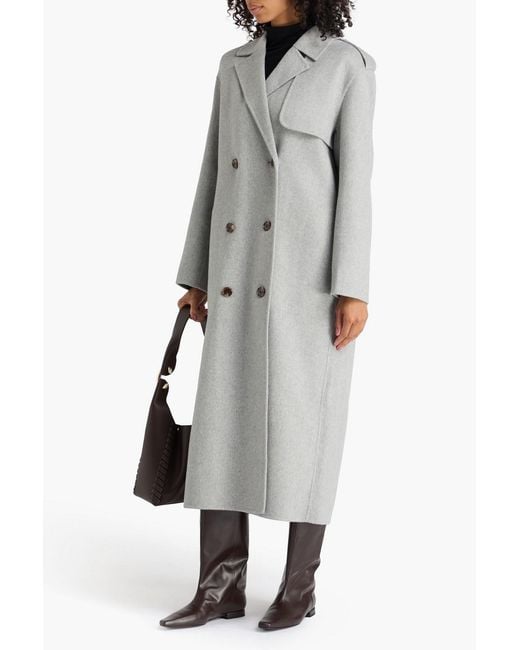 Theory Gray New Divide Double-breasted Wool And Cashmere-blend Felt Coat