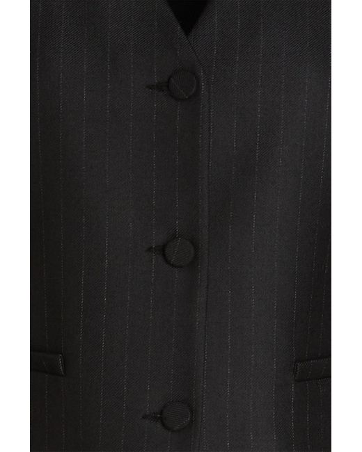 Sandro Black Pinstriped Twill And Satin Vest