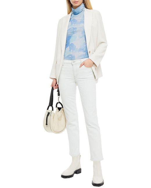 J Brand White Adele Mid-Rise Slim-Leg Jeans