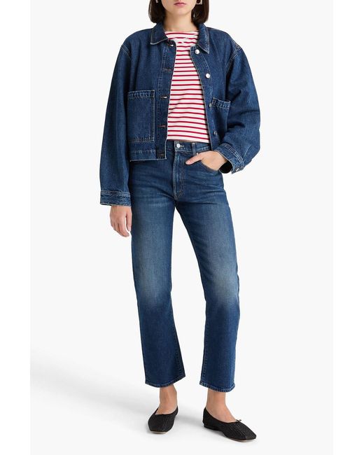 Mother Blue Ditcher High-Rise Straight-Leg Jeans