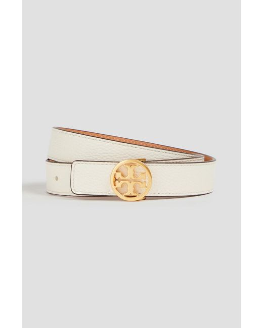 Tory Burch White Pebbled-leather Belt
