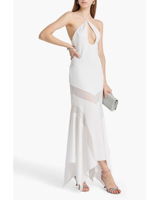The Attico White Open-back Satin Halterneck Maxi Dress