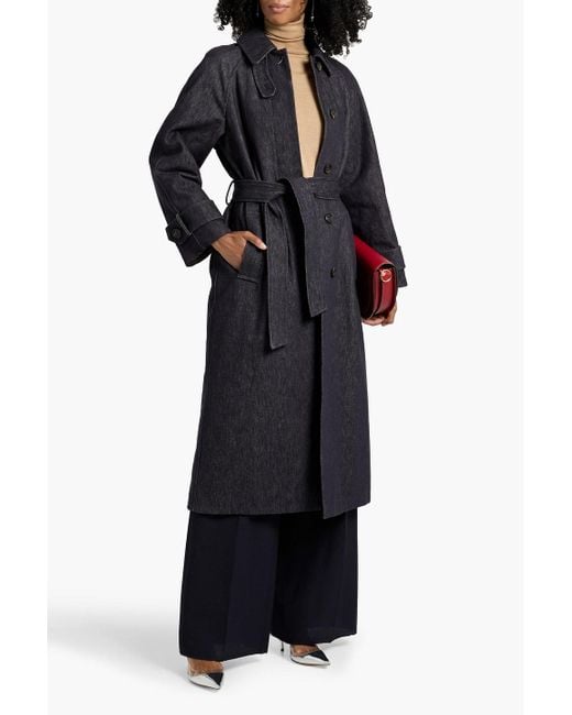 Brunello Cucinelli Black Bead-Embellished Denim Trench Coat