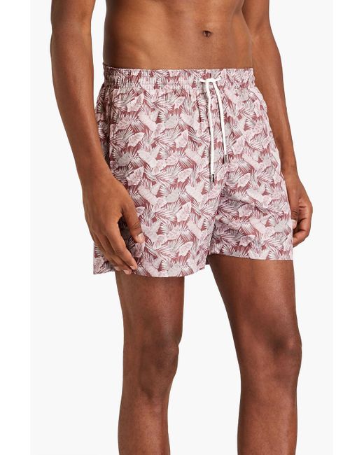 Canali Pink Short-length Printed Swim Shorts for men