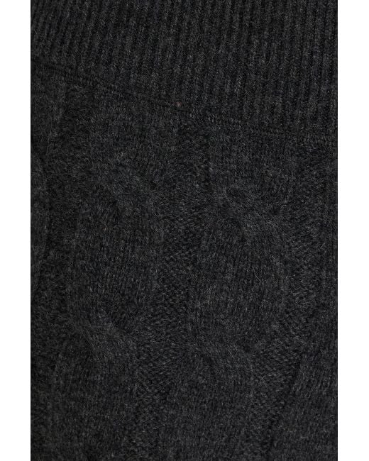 LeKasha Black Trevise Cable-Knit Cashmere Wide-Leg Pants