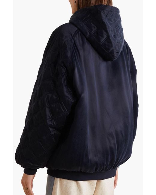 See By Chloé Blue Quilted Shell Hooded Bomber Jacket