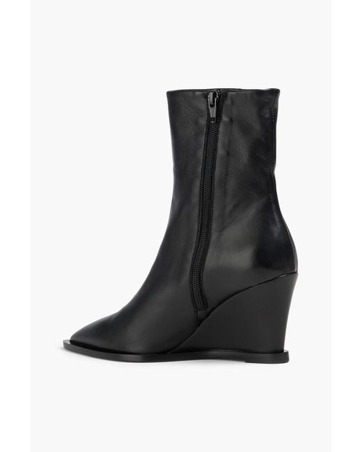 Atp Atelier Black Pratella Leather Wedge Ankle Boots
