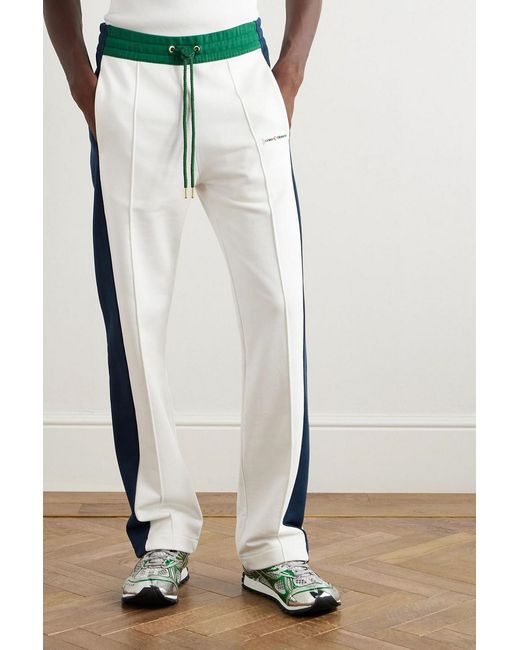 Casablanca Blue Straight-Leg Logo-Appliquéd Paneled Cotton-Jersey Track Pants for men