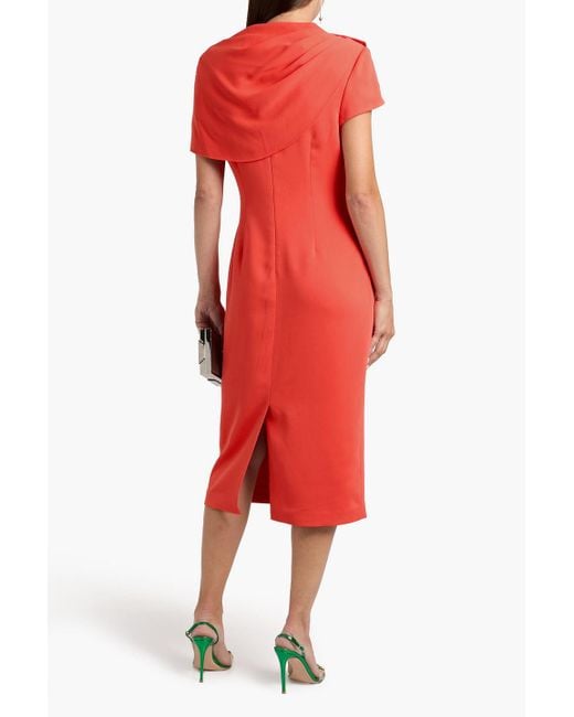 Badgley Mischka Red Draped Crepe Midi Dress