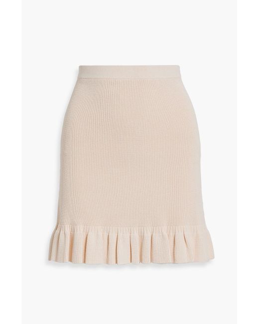 Sandro Natural Longoria Ruffled Stretch-knit Mini Skirt