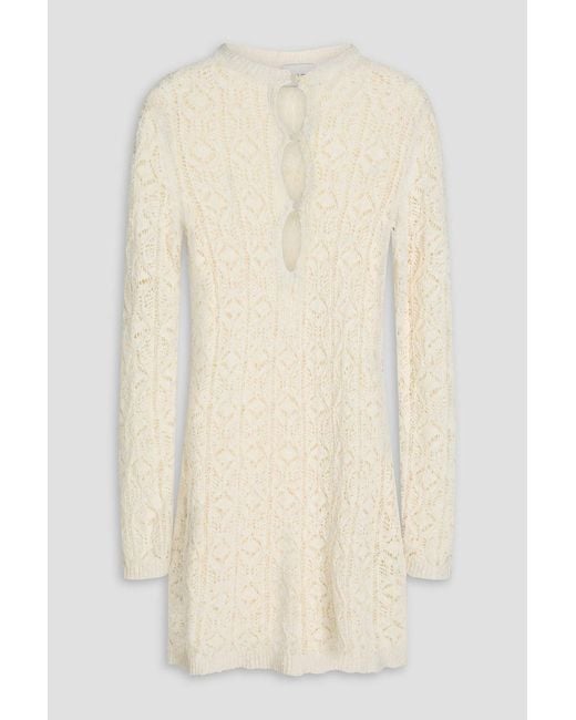 Loulou de Saison Natural Evan Pointelle-knit Cotton-blend Mini Dress