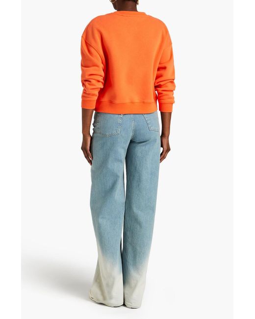 Claudie Pierlot Orange Riviera Embroidered Cotton-blend Fleece Sweatshirt