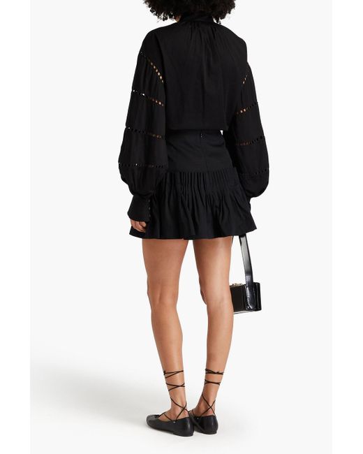 Aje. Black Niki Pleated Cotton-poplin Mini Skirt