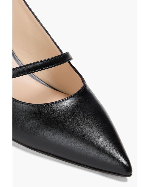Stuart Weitzman Black Aura Leather Slingback Point-toe Flats