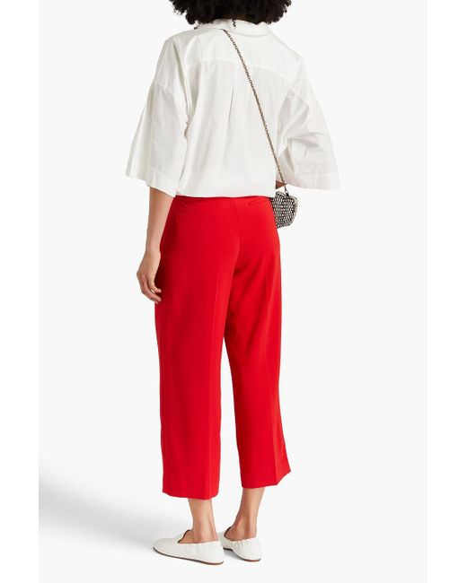 Theory Red Cropped Crepe Straight-leg Pants