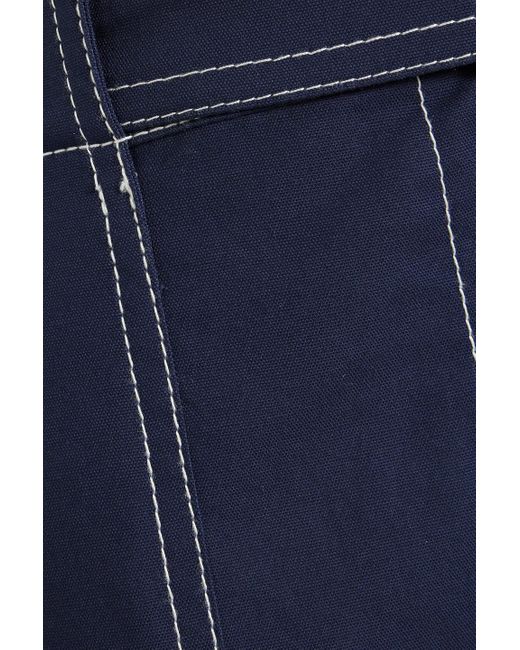Jonathan Simkhai Blue Kairi Cropped Belted Cotton-blend Canvas Wide-leg Pants