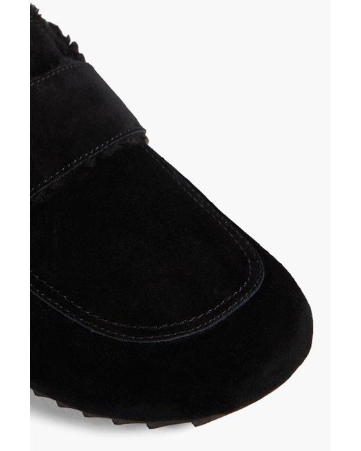 James Perse Black Shearling-lined Suede Slippers for men