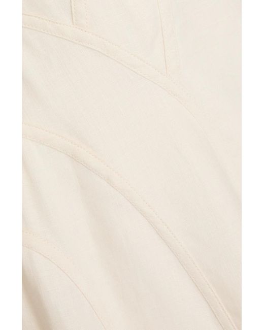 Zimmermann Natural Bead-embellished Cutout Linen Midi Dress
