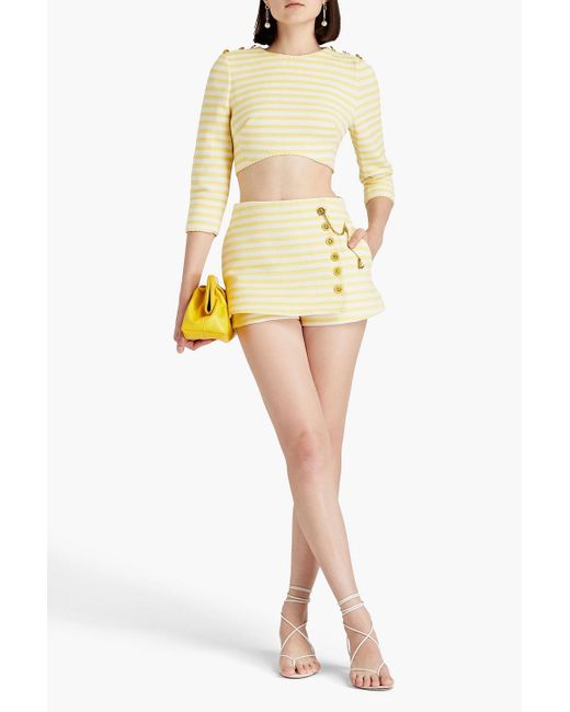 Zimmermann Natural Skirt-effect Striped Cotton-blend Shorts
