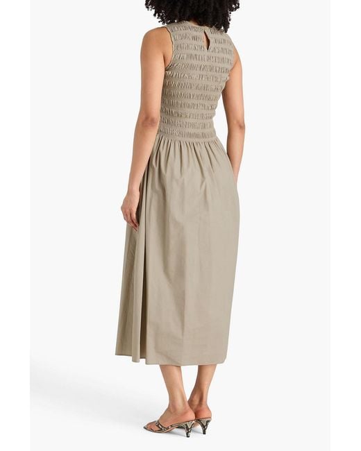 Rag & Bone Natural Lane Shirred Cotton-poplin Midi Dress