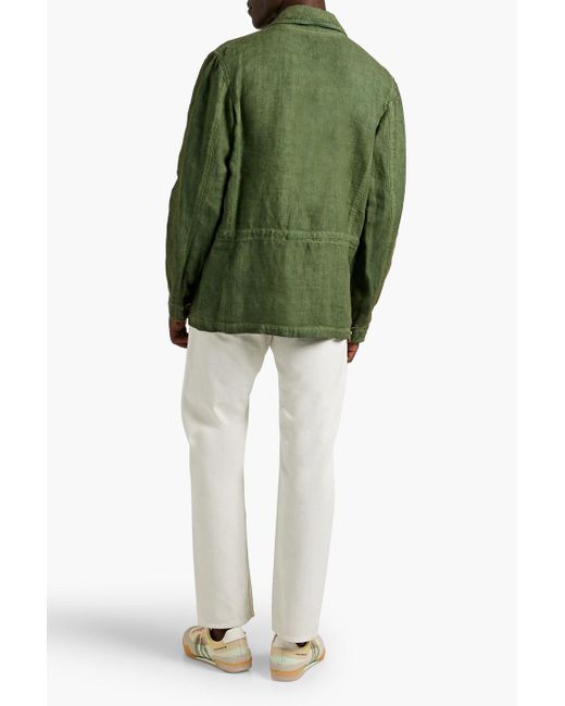 120% Lino Green Linen Jacket for men