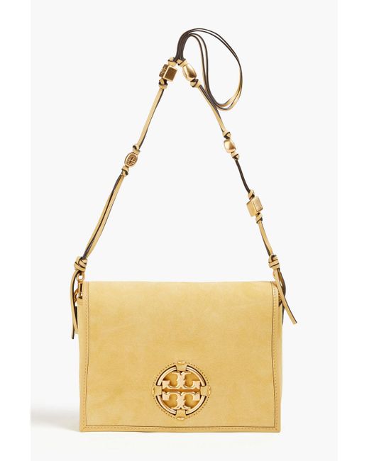 Tory Burch Metallic Miller schultertasche aus veloursleder mit verzierung