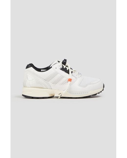 Adidas Originals White Zx 8000 Mesh, Leather And Suede Running Sneakers for men