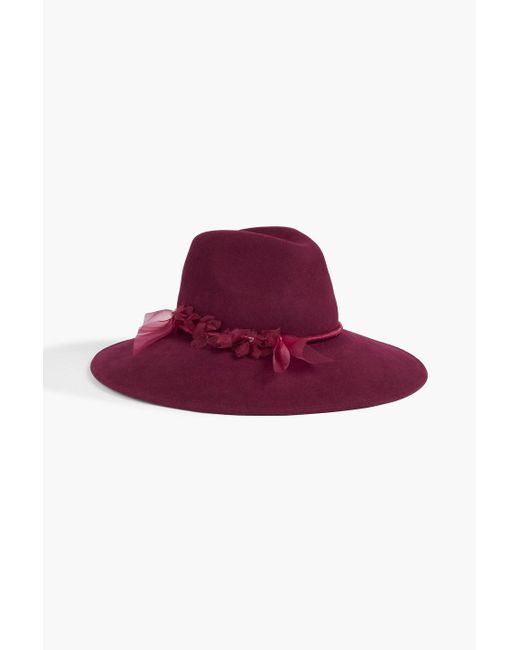 Eugenia Kim Red Emmanuelle Floral-appliquéd Wool-felt Hat
