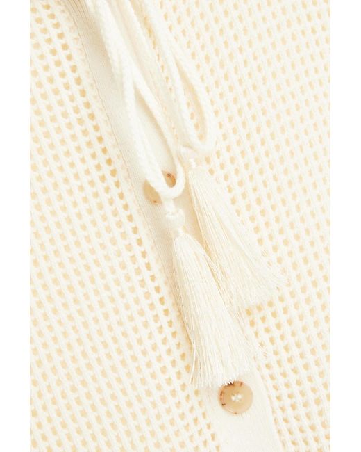 FRAME Natural Crocheted Cotton-Blend Midi Dress