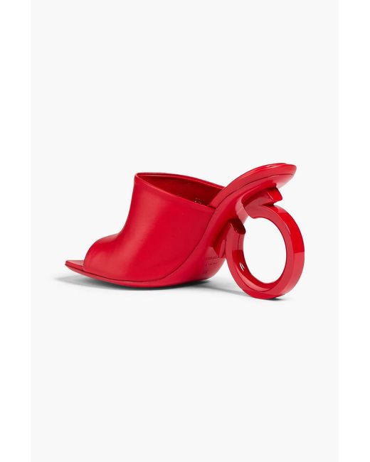 Ferragamo Red Astro X5 Leather Mules