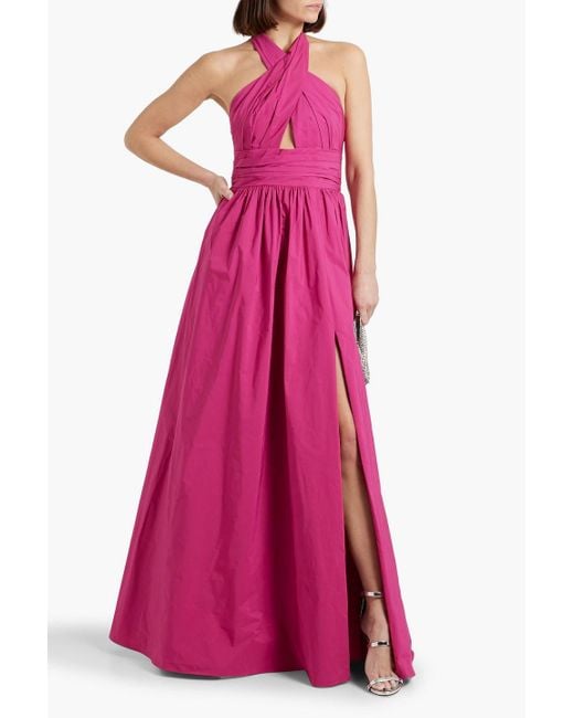 Marchesa Pink Cutout Taffeta Halterneck Gown